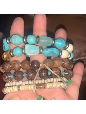 6 pcs used Bohemian Multi-Color Beaded Bracelet Set